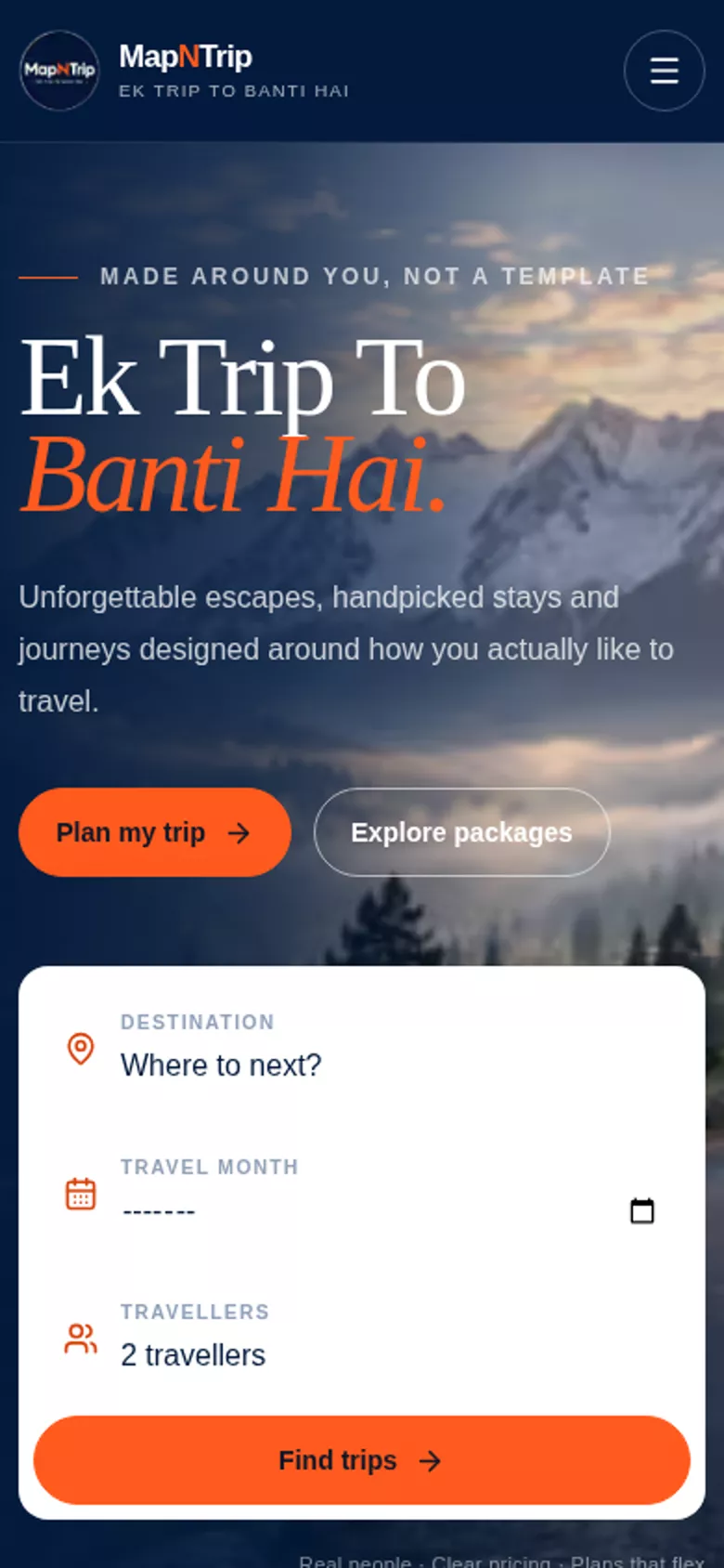 MapNTrip mobile product interface